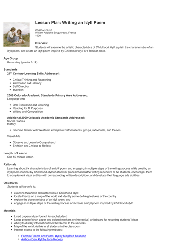 Idyll poem characteristics image