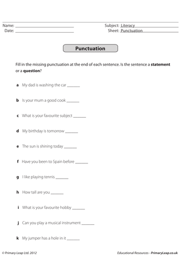 Statement or question? (2) | Teaching Resources