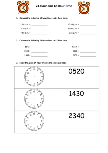 Converting 24 hour and 12 hour time by snasato - Teaching Resources - Tes