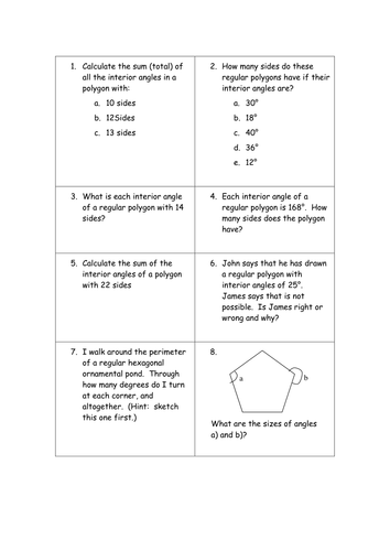 Interior and Exterior Angles of Polygons