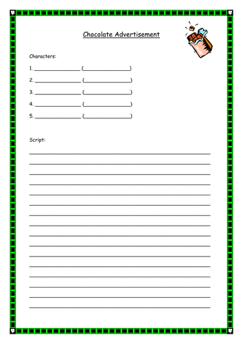 Chocolate Advertisement Worksheet