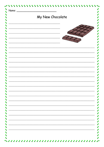 My New Chocolate Worksheet