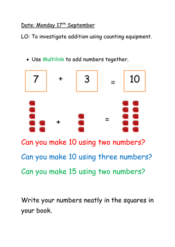 Simple multilink sheet for addition.