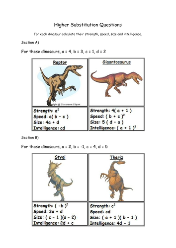 Substitution worksheet by MrBartonMaths - Teaching Resources - TES