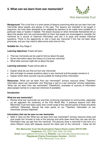 What can we learn from memorials primary lesson