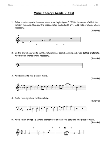 Music theory grade 1 worksheets