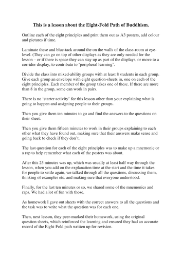 The Eightfold Path of Buddhism a lesson idea