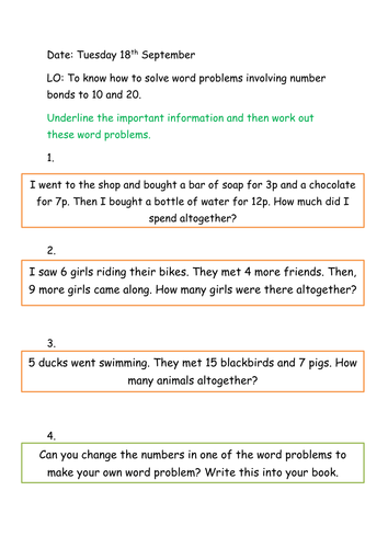 Simple word problems.