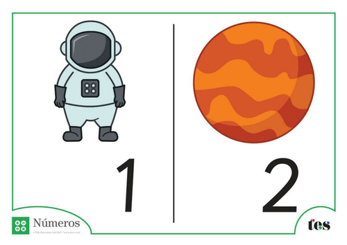 Fichas de Números - Tema Espacio 1-100