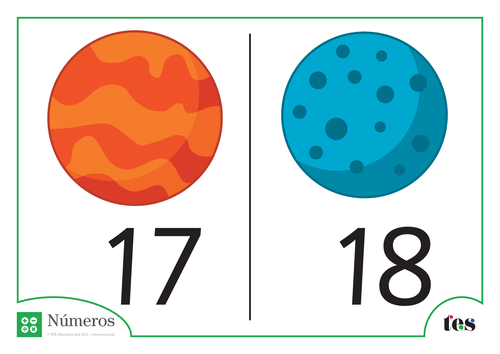 Fichas de Números - Tema Espacio 11-20