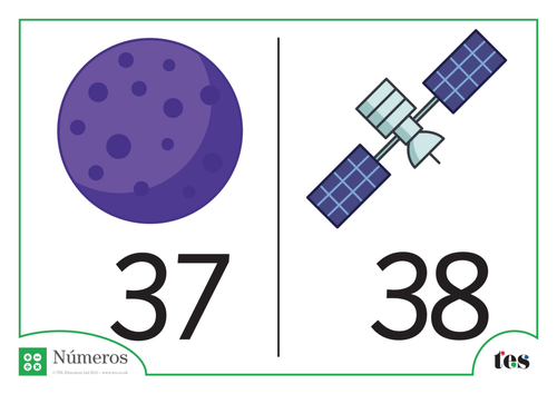 Fichas de Números - Tema Espacio 31-40