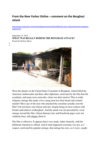 The anti-Muslim film + attacks on Benghazi