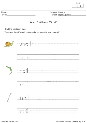 Words that rhyme with 'ail'