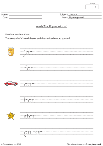 Words that rhyme with 'ar'