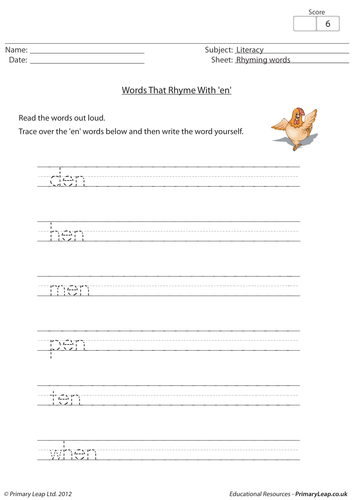 Words that rhyme with 'en'