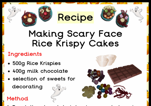 Scary face Rice Krispy cakes poster recipe