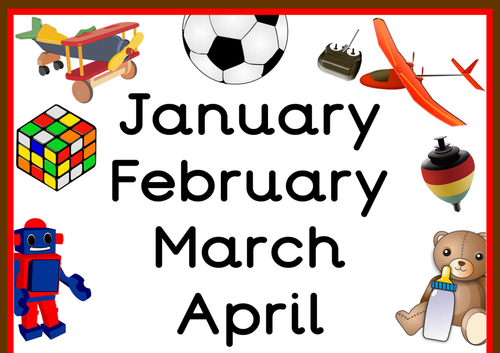 Toy themed Months of the Year Poster