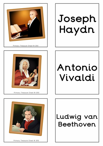 Famous Music Composers Matching Cards