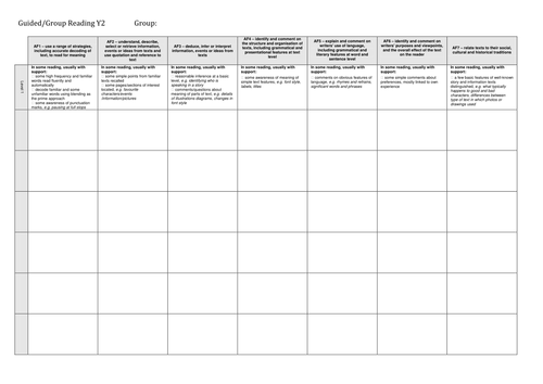 Group/guided reading record sheets