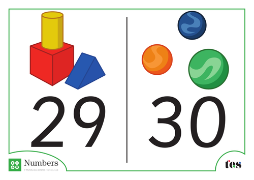 Number Cards - Toys Theme 21-30