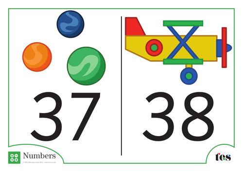 Number Cards - Toys Theme 31-40
