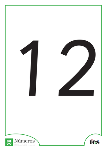 Fichas Didácticas tamaño A4 - Números 11-15