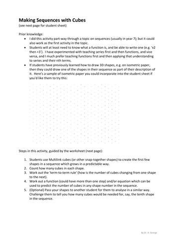 Sequences with Multilink Cubes activity