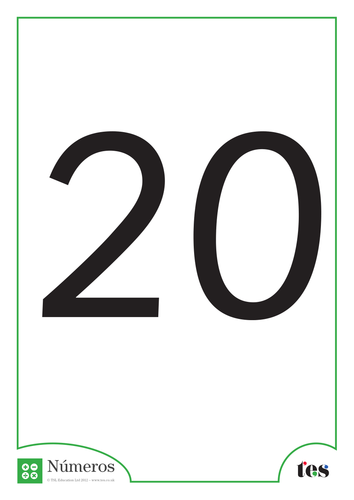 Fichas Didácticas tamaño A4 - Números 16-20