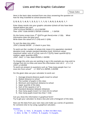 Lists And The Graphic Calculator