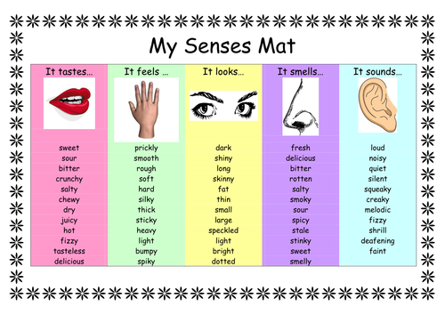 vocabulary journalism worksheet to Adjectives describe  Teaching by  Senses   JennyHelmer