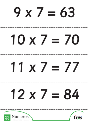 Fichas Didácticas - la Tabla del 7- con respuestas