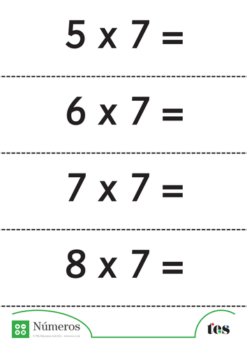Fichas Didácticas - la Tabla del 7- sin respuestas