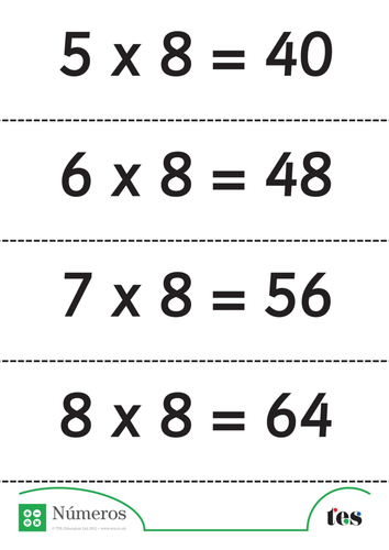 Fichas Didácticas - la Tabla del 8- con respuestas