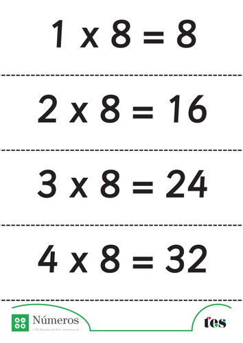 Fichas Didácticas - la Tabla del 8- serie completa