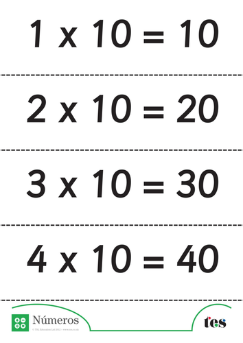 Fichas Didácticas -la Tabla del 10- con respuestas