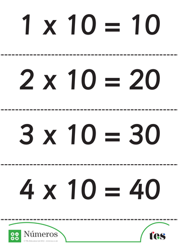 Fichas Didácticas -la Tabla del 10- serie completa