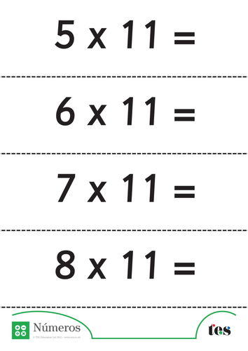 Fichas Didácticas -la Tabla del 11- sin respuestas