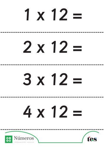 Fichas Didácticas -la Tabla del 12- sin respuestas