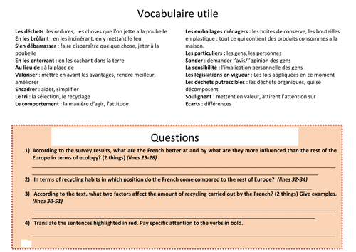 Les Francais et le recyclage