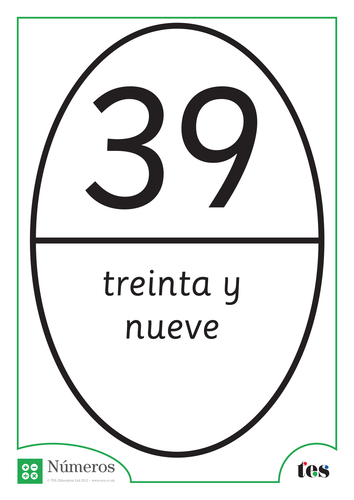 Fichas de Números - Tema Balón de Rugby 36-40