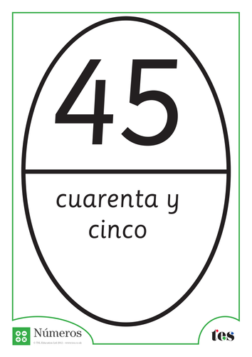 Fichas de Números - Tema Balón de Rugby 41-45