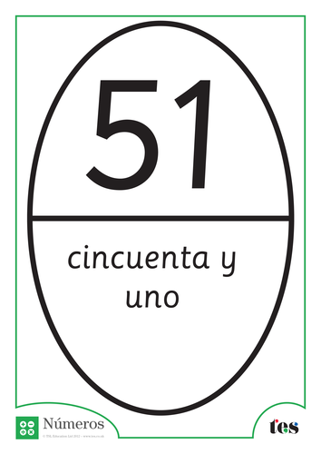 Fichas de Números - Tema Balón de Rugby 51-55