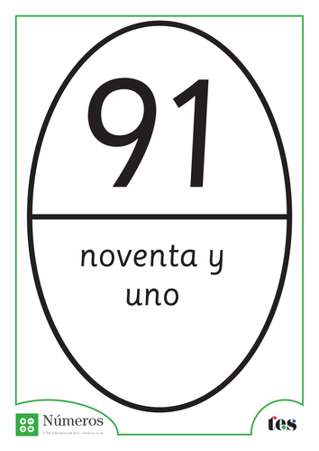 Fichas de Números - Tema Balón de Rugby 91-95