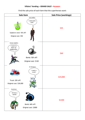 Villains Percentage of a Number