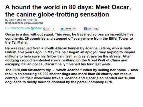 Oscar the Dog News Story