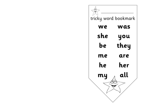 Tricky word bookmarks by phase