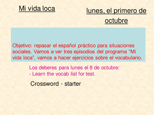 Mi Vida Loca Episodios 1 Y 2 Teaching Resources