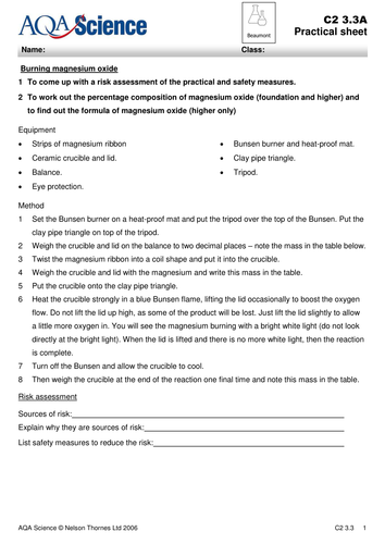 Amount of substance for GCSE AQA part 1