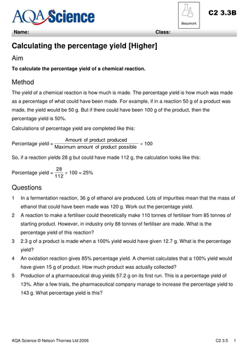 Amount of substance for GCSE AQA part 2