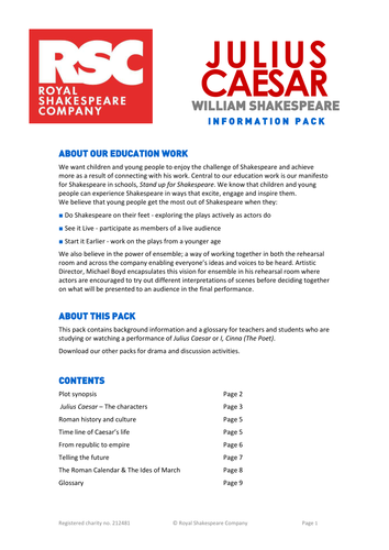 Julius Caesar 2012 Information Pack
